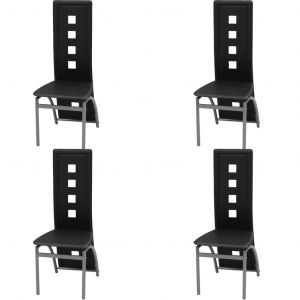 VidaXL Chaises de salle à manger 4 pcs Cuir artificiel Noir