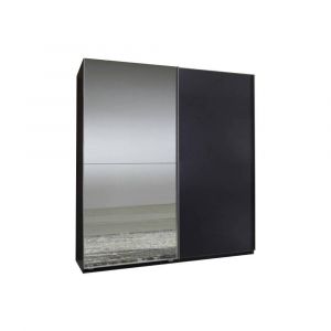 Inside75 Dressing portes coulissantes CLAPTON 135 cm gris graphite / miroir noir Metal