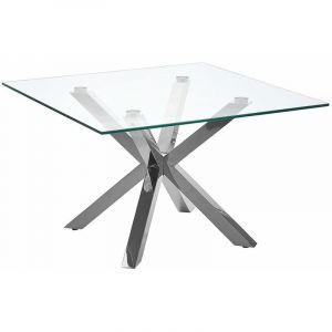 Beliani Table basse en verre avec pieds argentés 70 x 70 cm STARLIGHT