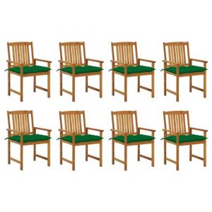 Image de VidaXL Lot de chaises de jardin en bois avec accoudoirs et coussins épais de couleur verte Vida XL