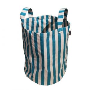 Lona - Sac de plage 100% coton Porta ray&eacute; vert et blanc cass&eacute;
