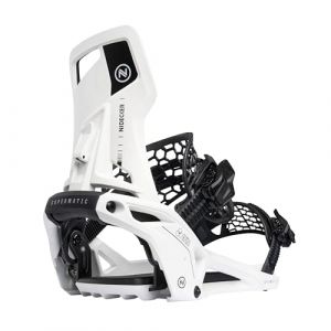 Nidecker Supermatic Snowboard - Fixation Automatique Universelle, &agrave; Double entr&eacute;e - Confortable et fiable comme Une Fixation &agrave; Deux Sangles Classique - Blanc