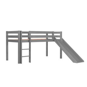 Image de Terre de Nuit Lit mezzanine avec toboggan en bois massif