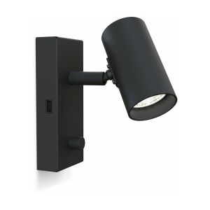 Applique murale noire USB à gauche Tyson - Belid