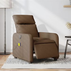 VidaXL Fauteuil inclinable de massage électrique marron tissu Brown