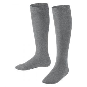 Falke Family K KH coton unies 1 paire, Chaussettes longues Mixte enfant, Gris (Light Grey Melange 3390) nouveau - écologique, 35-38