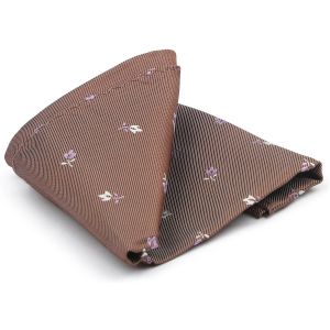 Suitable Accessoires Pochette de Costume Soie Fleurs Marron