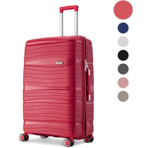 SKYCASES Travelin' Charm - 24-inch Medium Travel Suitcase - Number Lock - 41x24x69 cm - 68L - Lightweight, Waterproof & Durable - Red V2