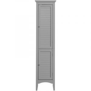 Teamson Colonne de rangement en 2 portes effet bois gris