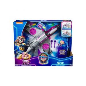 Pat patrouille movie - figurine et vehicule deluxe stella jet interactif 2 en 1 - effets sonores et lumineux - set avion + carte