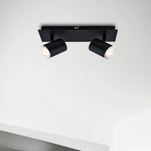 BRILONER Leuchten - Spot de plafond, luminaire de salle de bains, lampe de salle de bains, plafonnier orientable et pivotant, 2x LED/GU10, IP44, noir, 290x99x112 mm (LxlxH)