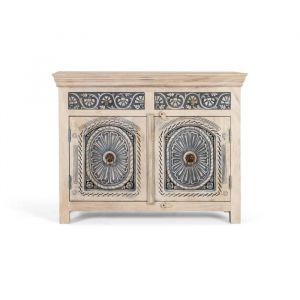Buffet sculpté à la main avec deux tiroirs et deux portes