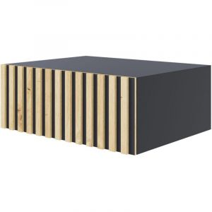Selsey - telire – Table de chevet suspendue avec tiroir et façade à lamelles, 50 cm – Noir / aspect Chêne Artisan