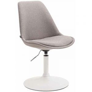 CLP Chaise de salle à manger Maverick tissu gris Métal blanc mat
