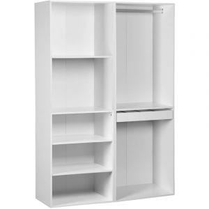sweeek Kit dressing modulable avec 2 &eacute;l&eacute;ments &eacute;tag&egrave;res penderie porte pantalons coloris blanc 120 x 45 x 180 cm