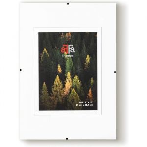 AFFa frames Cadre À Pince En Verre Pour Photos Design Minimaliste Avec Pinces Métalliques Plexiglas HDF 21x297 cm