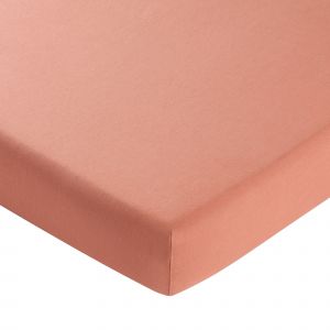 Drap-housse 160x200x28 rose blush en lin