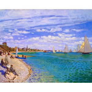 Figured'Art Peinture par Num&eacute;ro Adulte R&eacute;gates &agrave; Sainte-Adresse - Monet - Activit&eacute; Manuelle Kit de Loisir Cr&eacute;atif DIY Num&eacute;ro d'Art Complet - 40x50cm sans ch&acirc;ssis en bois