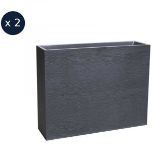 Eda Plastiques 2 Jardinières rectangulaire Graphit - 99,5 x 29,5 x 78,5 cm - 63 L - Gris anthracite