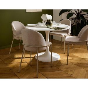 Imelda - lot de 4 chaises - en tissu - beige - Beige