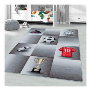 Tapis enfant antid&eacute;rapant football Storado 120x170 Gris