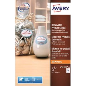 Avery-Zweckform L7101 - Auto-adhésif amovible - 42,3 x 63,5 mm (oval) 360 étiquette(s) (20 feuille(s) x 18) étiquettes