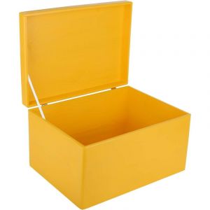 Creative Deco Boite Rangement Bois Jaune 40 x 30 x 24 cm Boîte a Souvenir Coffre BRUT