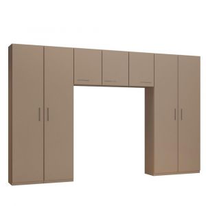 Inside75 Ensemble de rangement pont 3 portes taupe mat largeur 350 cm - taupe