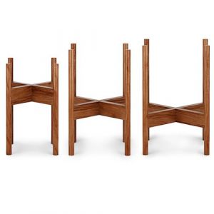 Porte Plantes Bl feldt Zeist Set De 3 2 Hauteurs Pour Pots De 21/26/30 Cm Ø En Bois D'acacia Neuf
