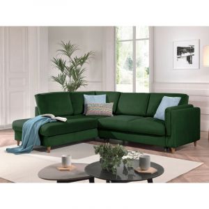 Lisa Design Brooke canap&eacute; d'angle convertible 5 places style contemporain gauc Couleur Vert Vert