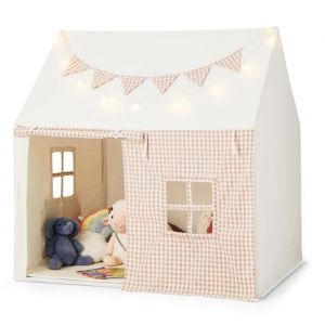 Tente Enfants - Costway - Guirlandes Lumineuses Étoiles - Tapis Rembourré Souple Biege