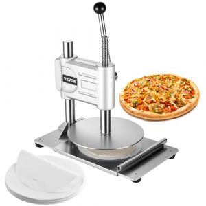 VEVOR Presse à pâtes manuelle, diamètre de plaque 24 cm, presse à pizza en acier inoxydable, machine à croûte pour chapatis, avec poignée et 100 feuilles de papier sulfurisé, pour cafés, boulangeries