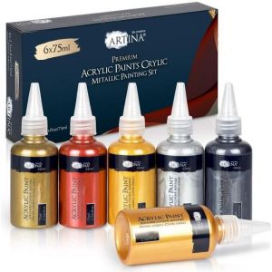 Set de 6 Couleurs acryliques métallisées Metallic Crylic - Couleurs acryliques métallisées pour la peinture sur toile et tableaux 6x75 ml (de)