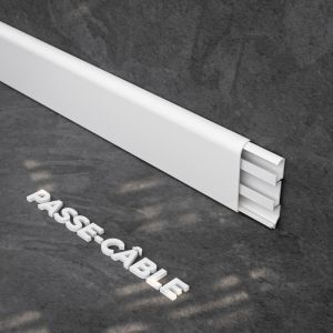 Mon Marché Déco - Plinthe Passe-Câble pvc 80 mm - Blanc - Lot de 5 - 1 m - Blanc