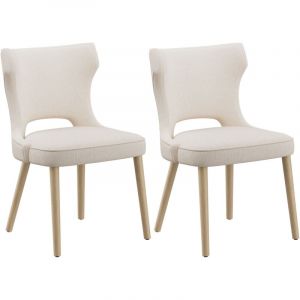 COLAMY Chaise - Lot de 2 Chaises de Salle &agrave; Manger - Style Vintage Chic &agrave; Dossier Haut, Assise Confortable et Structure en Bois Robuste-beige