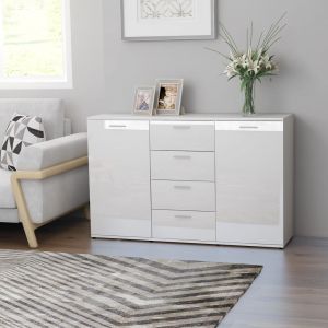 Image de VidaXL Buffet Blanc brillant 120x35,5x75 cm Aggloméré