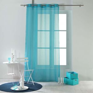 Horizon Douceur D'int&eacute;rieur - Rideau a oeillets voile raye bleu