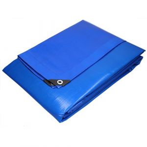 Image de Bâc de couverture étanc protection en PE avec oeillets 1,5x6 m 180 g/m² bleu