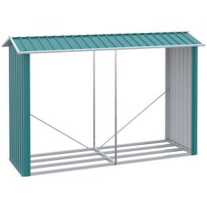 Outsunny Abri bûches de stockage pour bois de chauffage - 240L x 86l x 160H cm - tôle acier galvanisé vert 240x86x160cm Vert