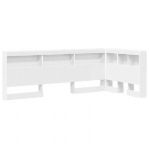 VidaXL Tête De Lit De Rangement Avec Étagère Avec Tête De Lit Avec Stockage Blanc 90 Cm Melamine