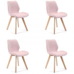 Akord - Lot de 4 chaises de salle &agrave; manger en tissu SJ.0159 Rose