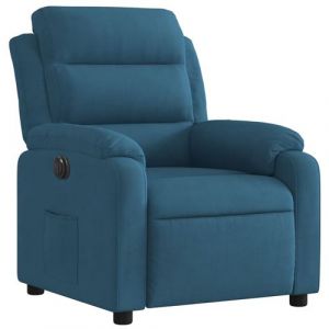 VidaXL Fauteuil inclinable électrique bleu velours