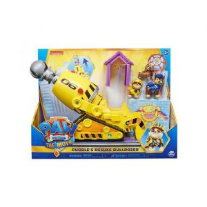Coffret pour pat patrouille ruben et son grand bulldozer de luxe 43 cm transformable - set véhicule + 3 figurines + 1 carte tigre