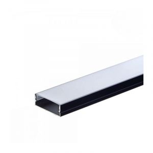 Profil&eacute; Aluminium Noir 2m avec Cache Opaque Blanc Silumen