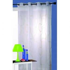 Homemaison Voilage tiss&eacute; et brod&eacute; en zig zag - 140 x 240cm