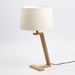 Aluminor Lampe &agrave; poser Memphis LT en bois et tissu, blanche