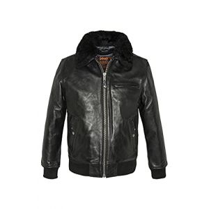 Image de Schott Blouson aviateur court 2-en-1 cuir Noir