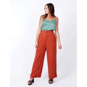 See u soon Pantalon Palazzo Imprim&eacute; Brick - Orange - 42 - Femme - Femme - Boutique Seven's