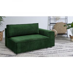 Bobochic Canapé modulable Module Chauffeuse 2 places avec accoudoir pour canapé modulable nihad tissu velours côtelé Angle droit Vert foncé - Vert