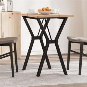 VidaXL Table &agrave; manger cadre en Y 80x50x75,5cm bois de pin massif fonte, table de cuisine, table de restaurant, table &agrave; manger en bois, table &agrave; d&icirc;ner
